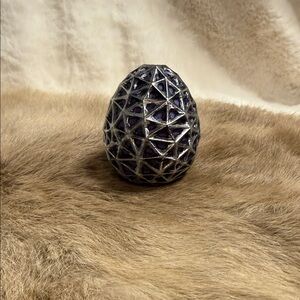 Geometric Silver and Black Hand Painted Decorative Egg 3d printed